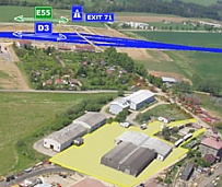 Poloha haly d�lnice D3 km 70 Chotoviny - T�bor sever z�kres ve fotografii.